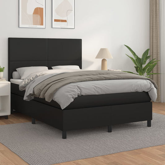 Boxspring met matras kunstleer zwart 140x200 cm Bedden & bedframes | Creëer jouw Trendy Thuis | Gratis bezorgd & Retour | Trendy.nl