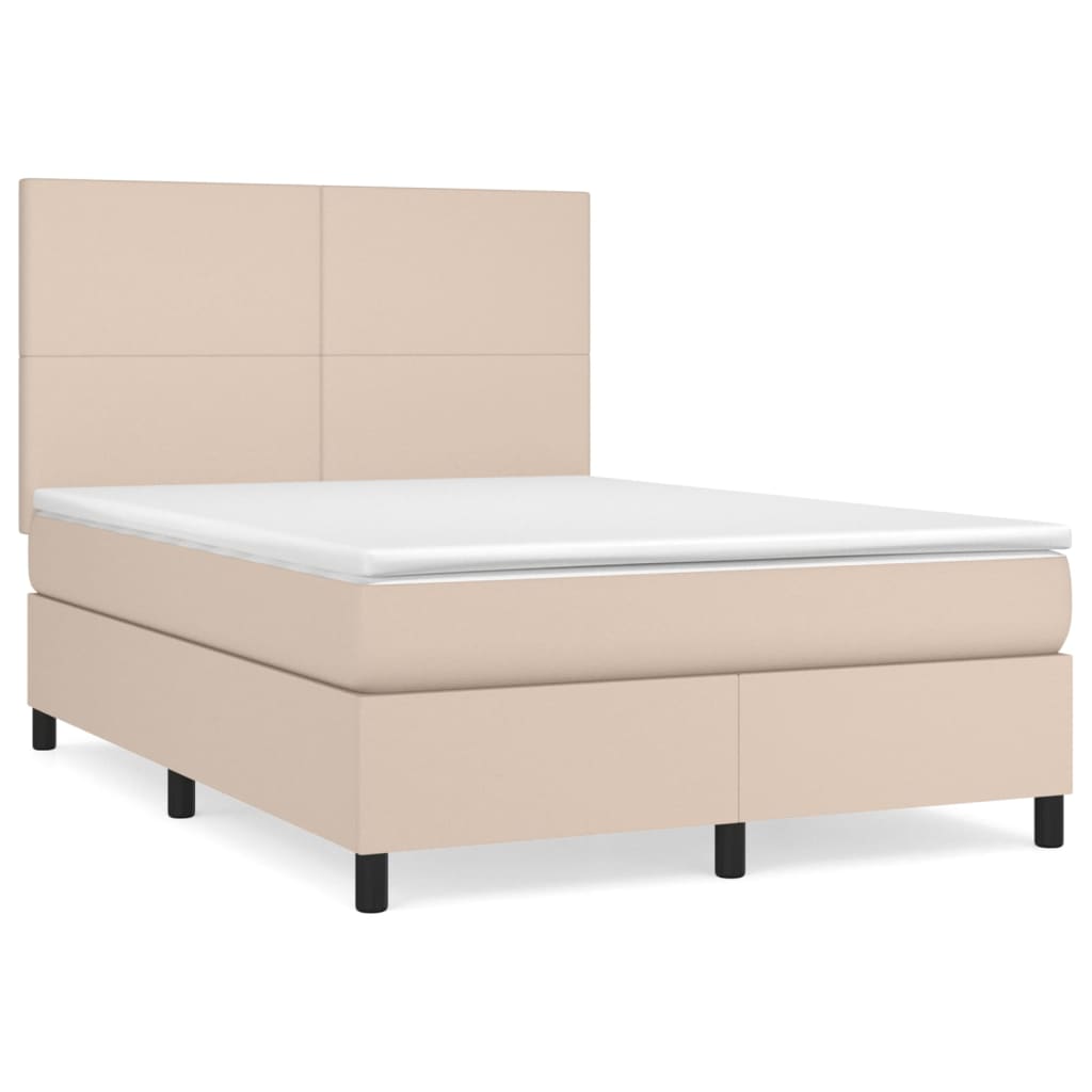 Boxspring met matras kunstleer cappuccinokleurig 140x200 cm