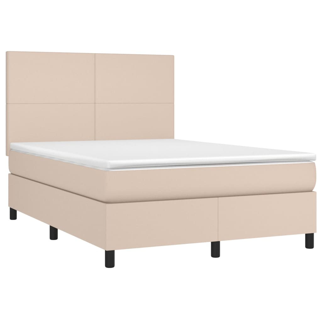 Boxspring met matras kunstleer cappuccinokleurig 140x200 cm