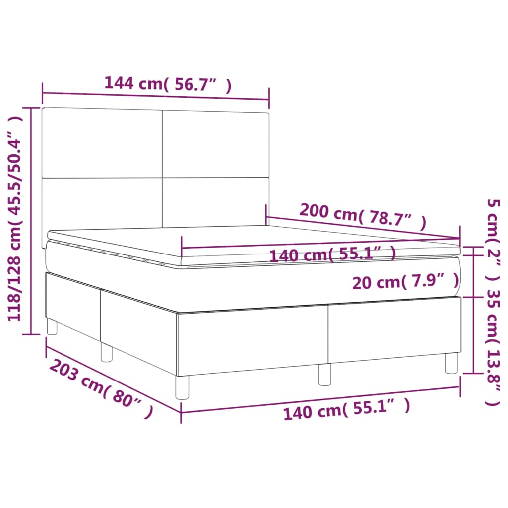 Boxspring met matras kunstleer cappuccinokleurig 140x200 cm