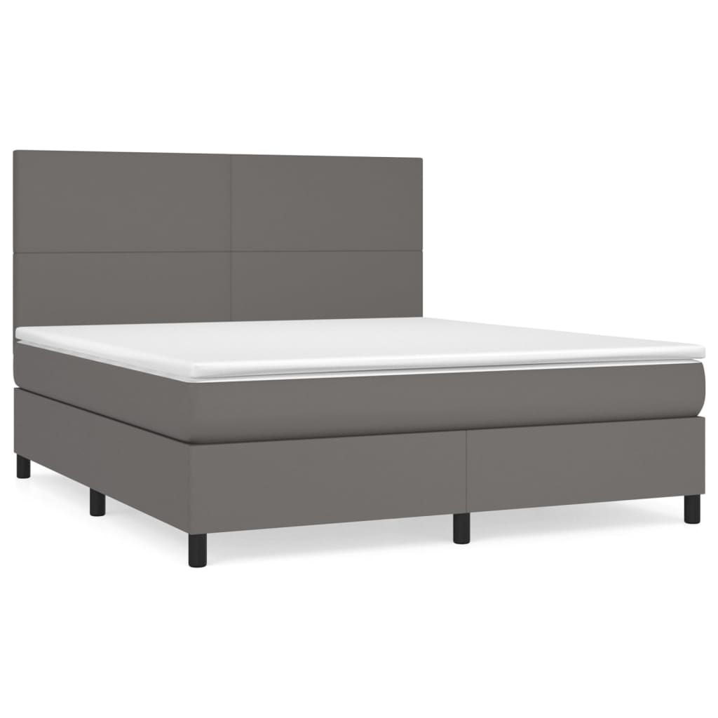 Boxspring met matras kunstleer grijs 180x200 cm Bedden & bedframes | Creëer jouw Trendy Thuis | Gratis bezorgd & Retour | Trendy.nl