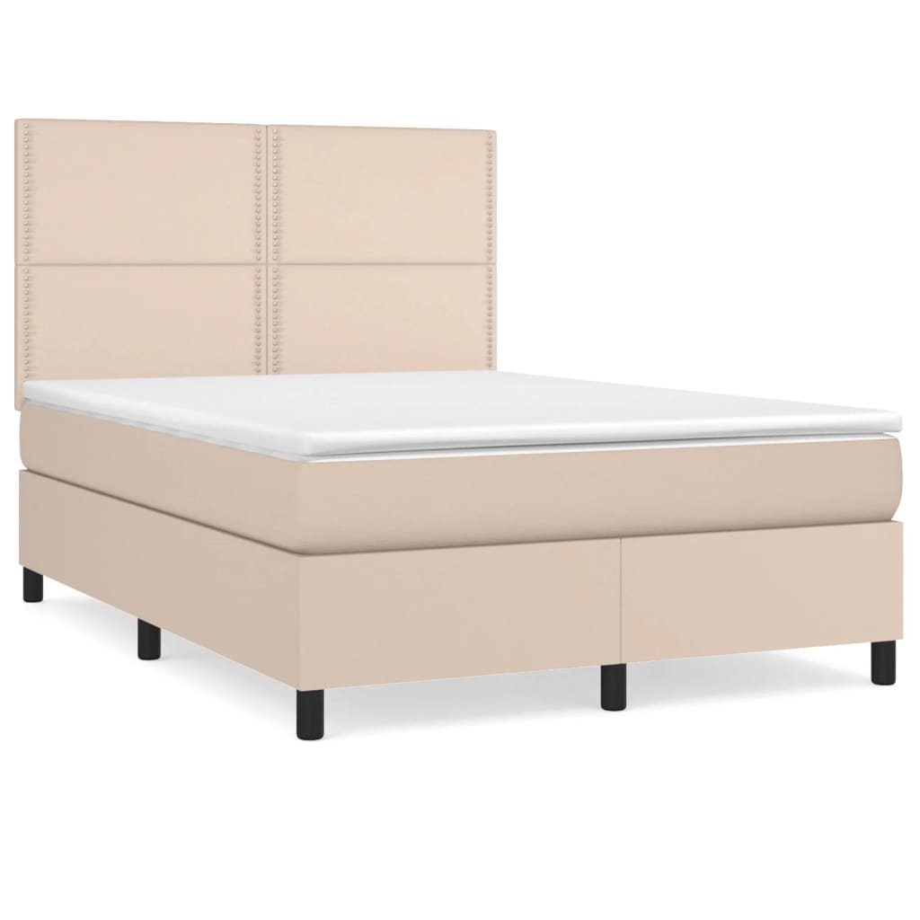 Boxspring met matras kunstleer cappuccinokleurig 140x200 cm