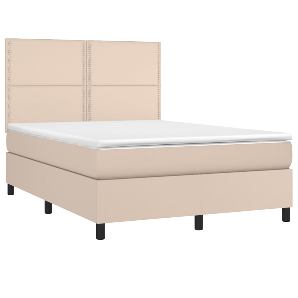 Boxspring met matras kunstleer cappuccinokleurig 140x200 cm