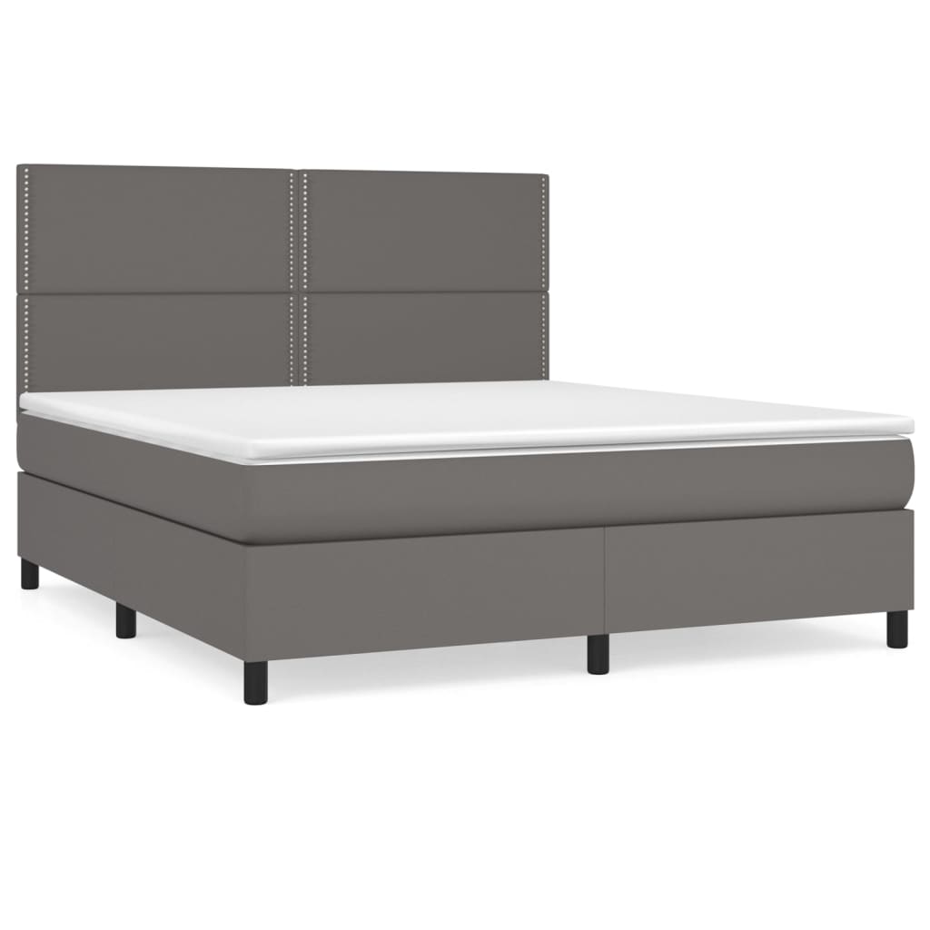 Boxspring met matras kunstleer grijs 180x200 cm Bedden & bedframes | Creëer jouw Trendy Thuis | Gratis bezorgd & Retour | Trendy.nl