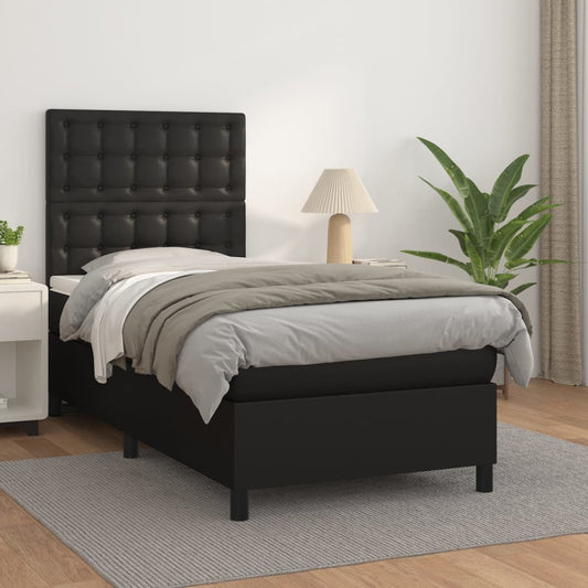 Boxspring met matras kunstleer zwart 80x200 cm Bedden & bedframes | Creëer jouw Trendy Thuis | Gratis bezorgd & Retour | Trendy.nl