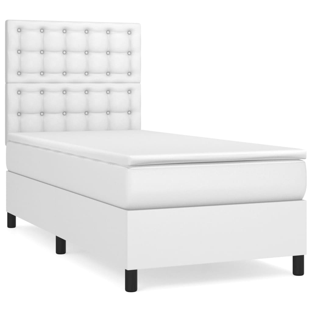 Boxspring met matras kunstleer wit 90x190 cm Bedden & bedframes | Creëer jouw Trendy Thuis | Gratis bezorgd & Retour | Trendy.nl