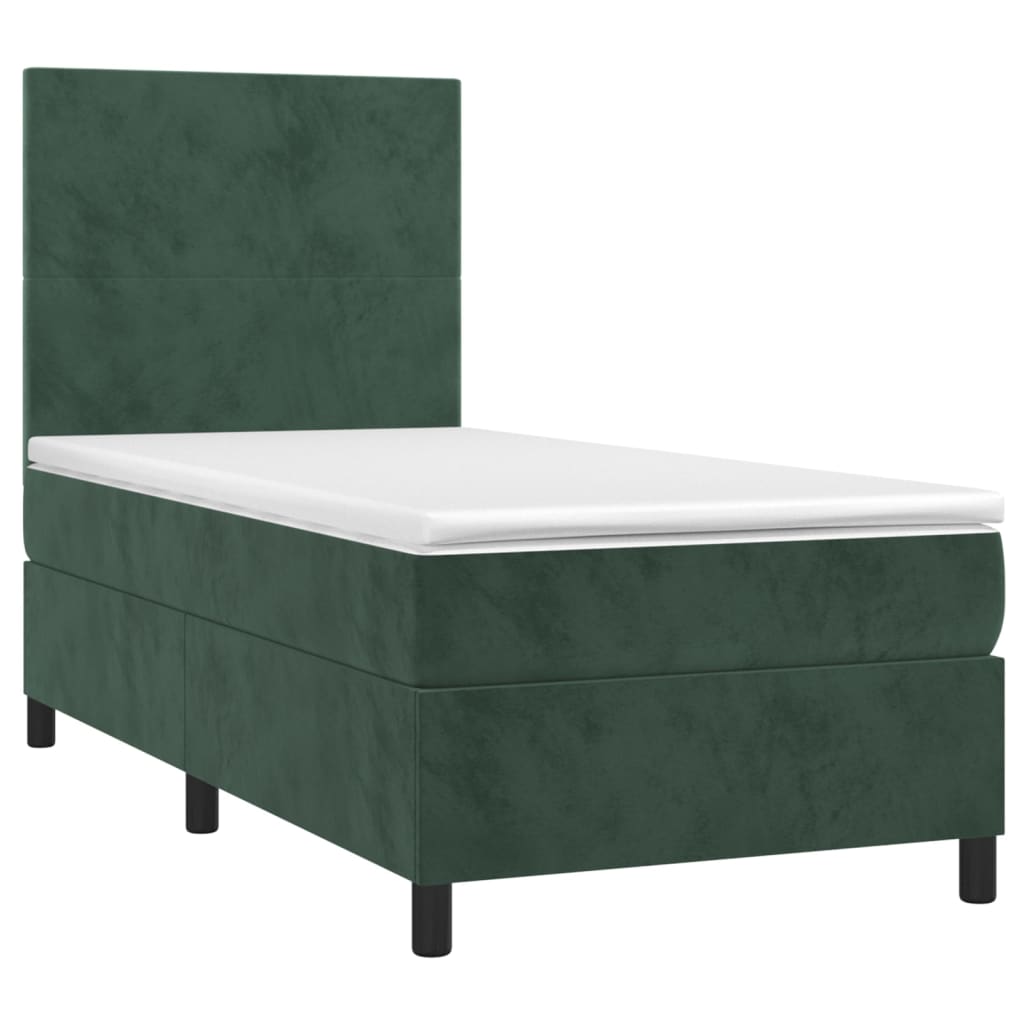 Boxspring met matras fluweel donkergroen 90x200 cm Bedden & bedframes | Creëer jouw Trendy Thuis | Gratis bezorgd & Retour | Trendy.nl