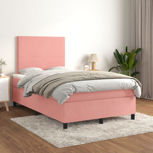 Boxspring met matras fluweel roze 120x200 cm Bedden & bedframes | Creëer jouw Trendy Thuis | Gratis bezorgd & Retour | Trendy.nl