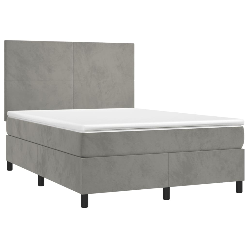 Boxspring met matras fluweel lichtgrijs 140x200 cm Bedden & bedframes | Creëer jouw Trendy Thuis | Gratis bezorgd & Retour | Trendy.nl