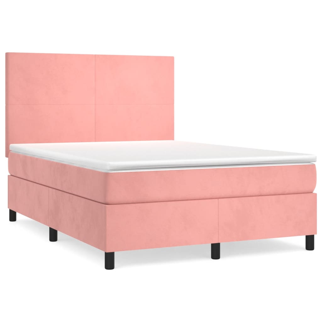 Boxspring met matras fluweel roze 140x200 cm Bedden & bedframes | Creëer jouw Trendy Thuis | Gratis bezorgd & Retour | Trendy.nl