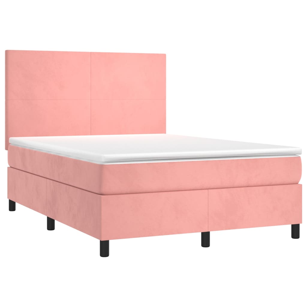 Boxspring met matras fluweel roze 140x200 cm Bedden & bedframes | Creëer jouw Trendy Thuis | Gratis bezorgd & Retour | Trendy.nl