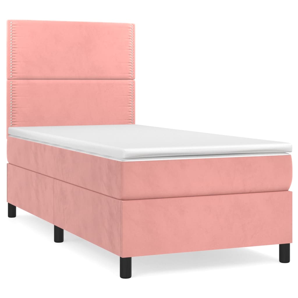 Boxspring met matras fluweel roze 80x200 cm Bedden & bedframes | Creëer jouw Trendy Thuis | Gratis bezorgd & Retour | Trendy.nl