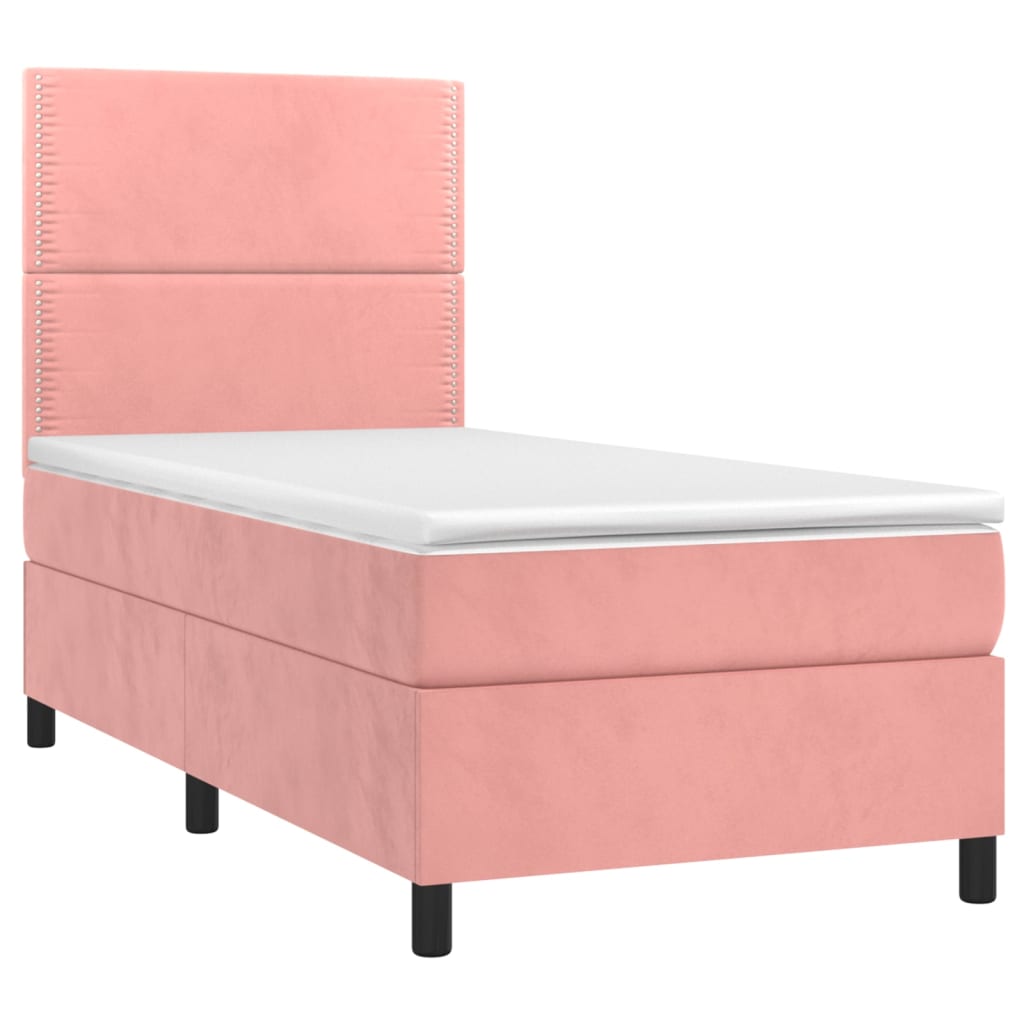 Boxspring met matras fluweel roze 80x200 cm Bedden & bedframes | Creëer jouw Trendy Thuis | Gratis bezorgd & Retour | Trendy.nl