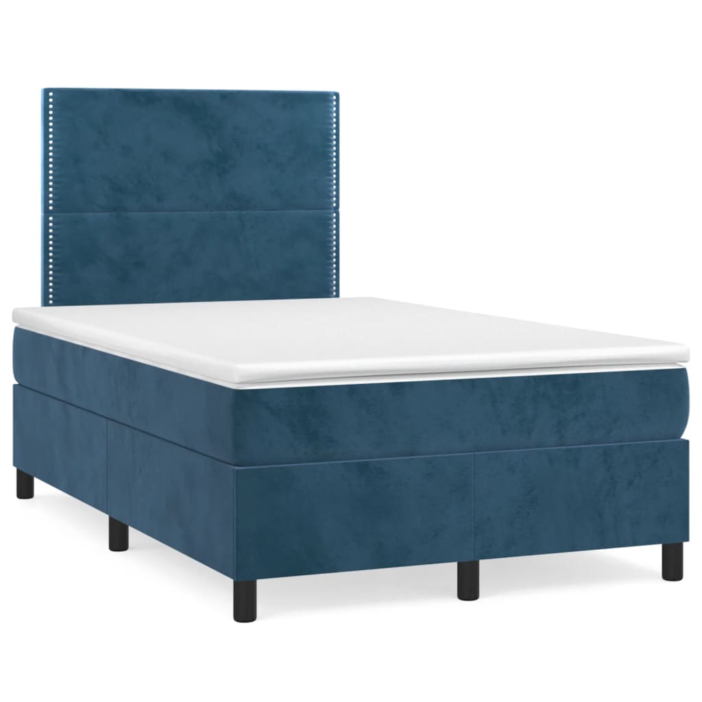 Boxspring met matras fluweel donkerblauw 120x200 cm Bedden & bedframes | Creëer jouw Trendy Thuis | Gratis bezorgd & Retour | Trendy.nl