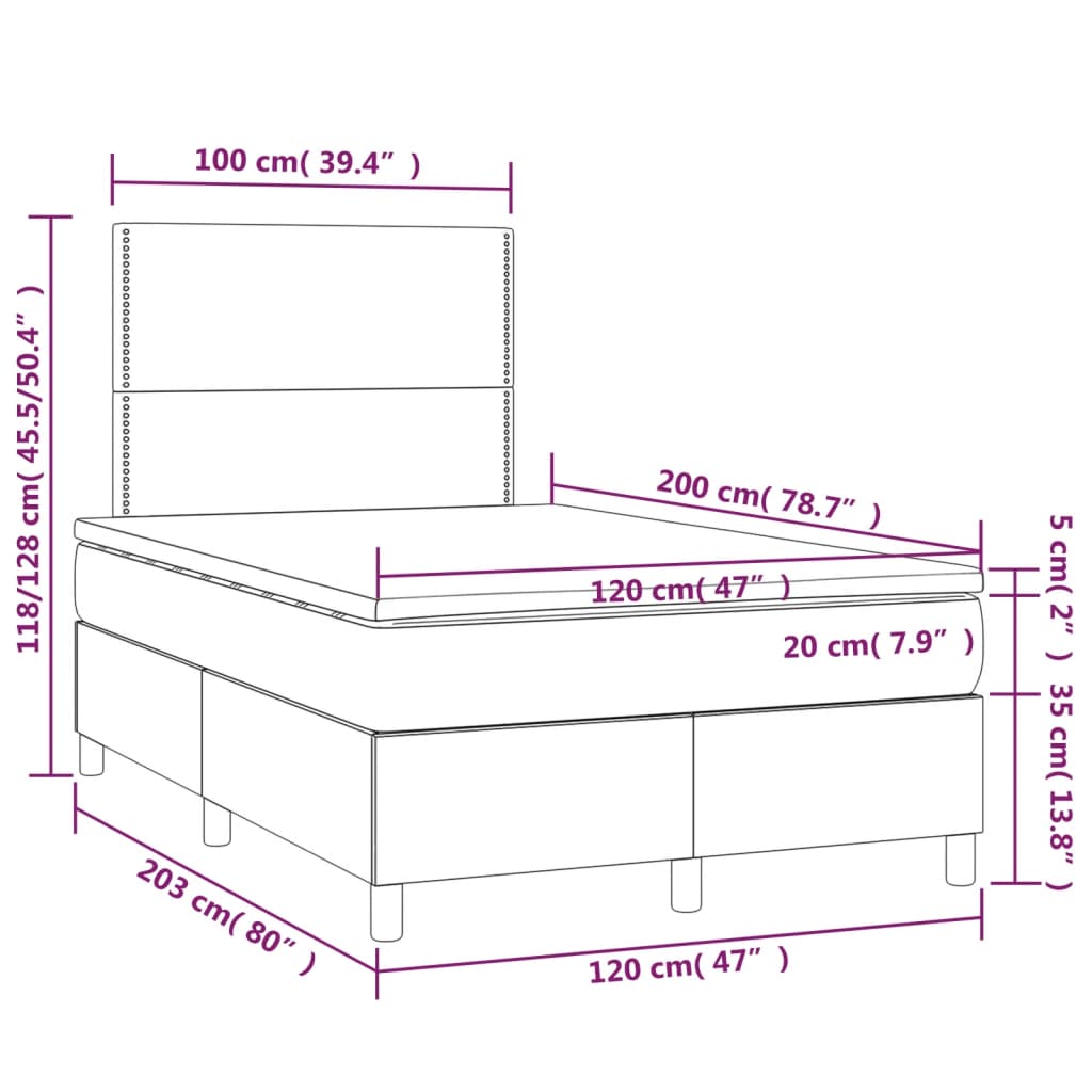 Boxspring met matras fluweel donkerblauw 120x200 cm Bedden & bedframes | Creëer jouw Trendy Thuis | Gratis bezorgd & Retour | Trendy.nl