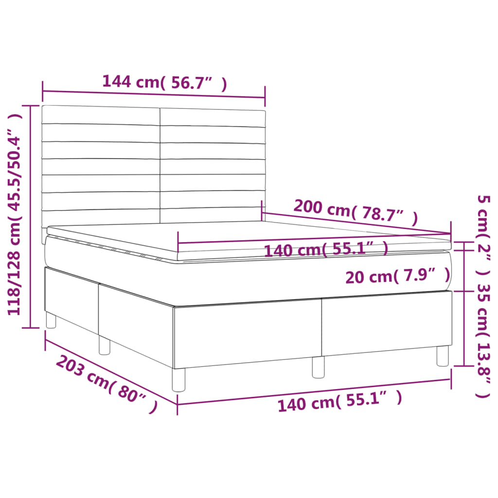 Boxspring met matras fluweel lichtgrijs 140x200 cm Bedden & bedframes | Creëer jouw Trendy Thuis | Gratis bezorgd & Retour | Trendy.nl