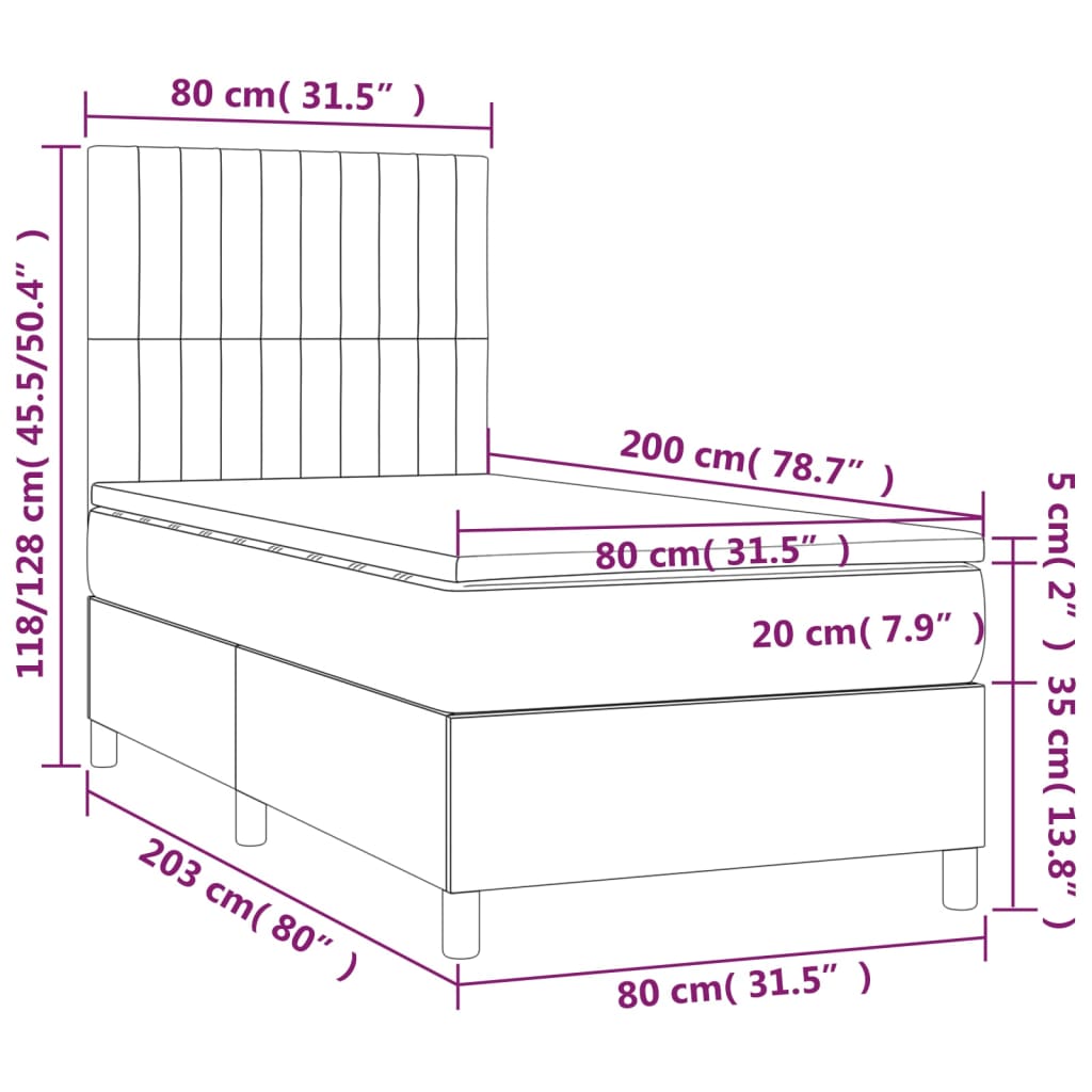 Boxspring met matras fluweel roze 80x200 cm Bedden & bedframes | Creëer jouw Trendy Thuis | Gratis bezorgd & Retour | Trendy.nl