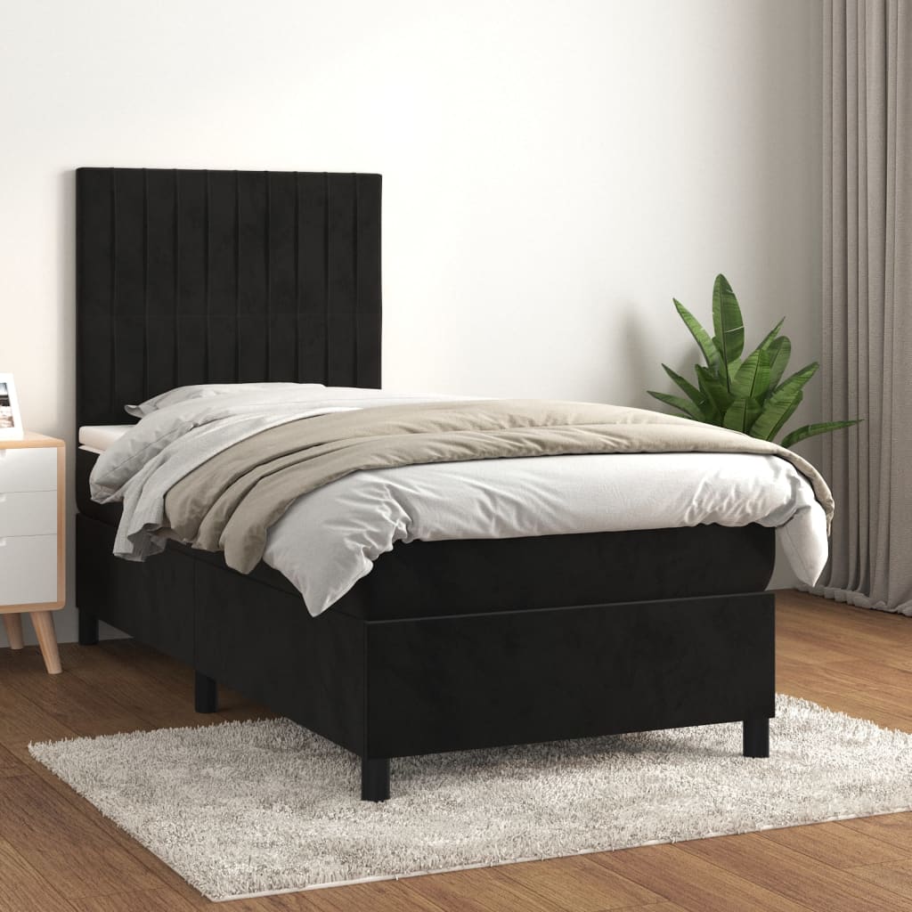 Boxspring met matras fluweel zwart 90x190 cm Bedden & bedframes | Creëer jouw Trendy Thuis | Gratis bezorgd & Retour | Trendy.nl