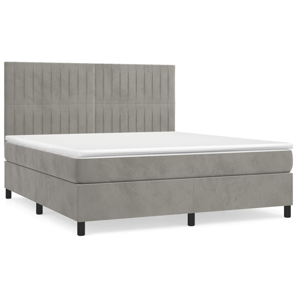 Boxspring met matras fluweel lichtgrijs 140x200 cm Bedden & bedframes | Creëer jouw Trendy Thuis | Gratis bezorgd & Retour | Trendy.nl