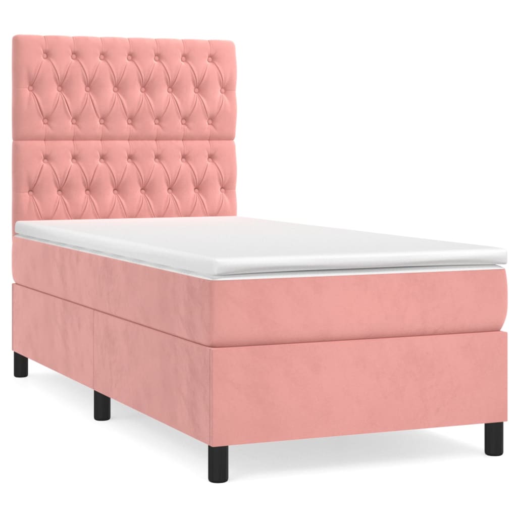 Boxspring met matras fluweel roze 80x200 cm