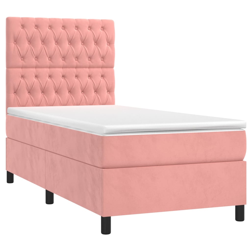 Boxspring met matras fluweel roze 80x200 cm