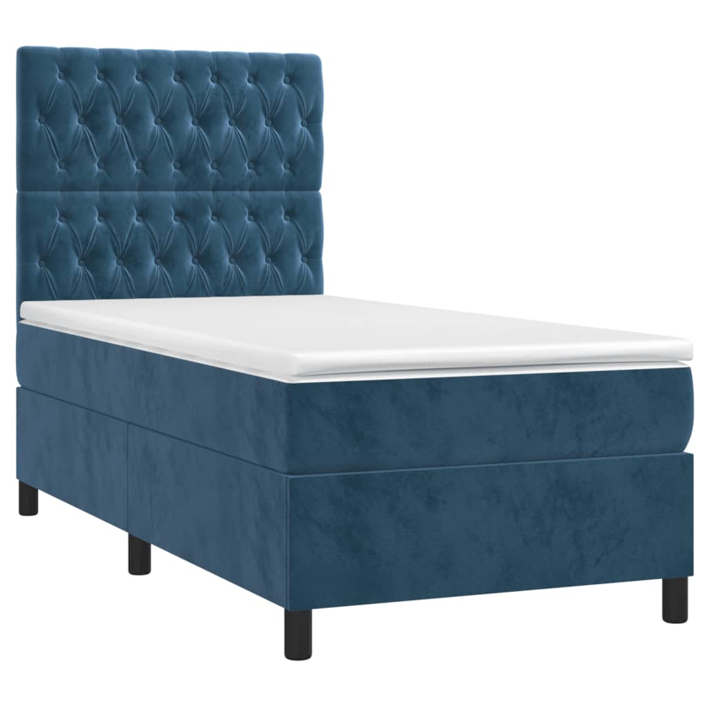 Boxspring met matras fluweel donkerblauw 90x190 cm Bedden & bedframes | Creëer jouw Trendy Thuis | Gratis bezorgd & Retour | Trendy.nl