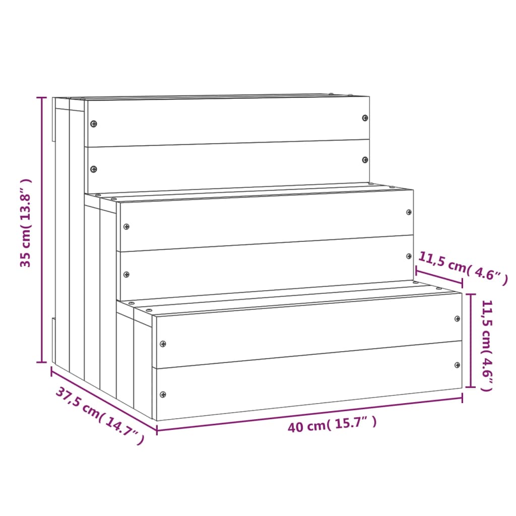 Huisdierentrap 40x37,5x35 cm massief grenenhout wit