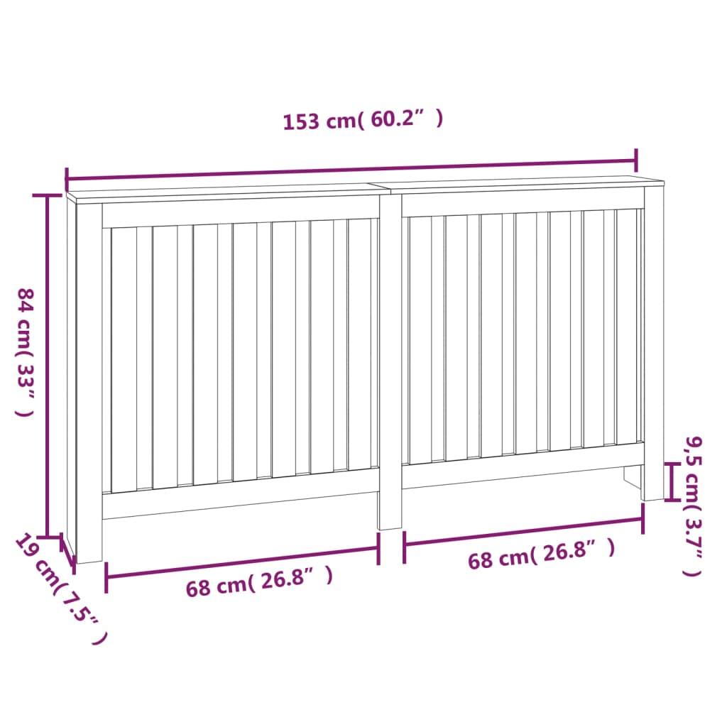 Radiatorombouw 153x19x84 cm massief grenenhout Accessoires voor radiators | Creëer jouw Trendy Thuis | Gratis bezorgd & Retour | Trendy.nl