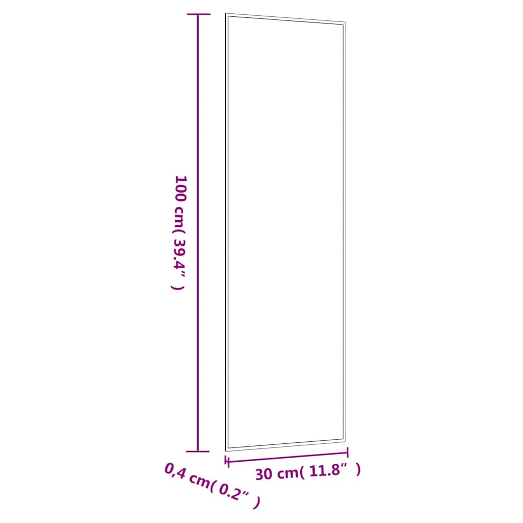 Wandspiegel 30x100 cm rechthoekig glas