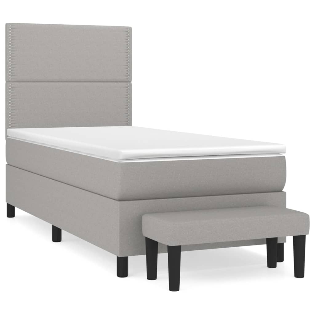 Boxspring met matras stof lichtgrijs 90x200 cm Bedden & bedframes | Creëer jouw Trendy Thuis | Gratis bezorgd & Retour | Trendy.nl