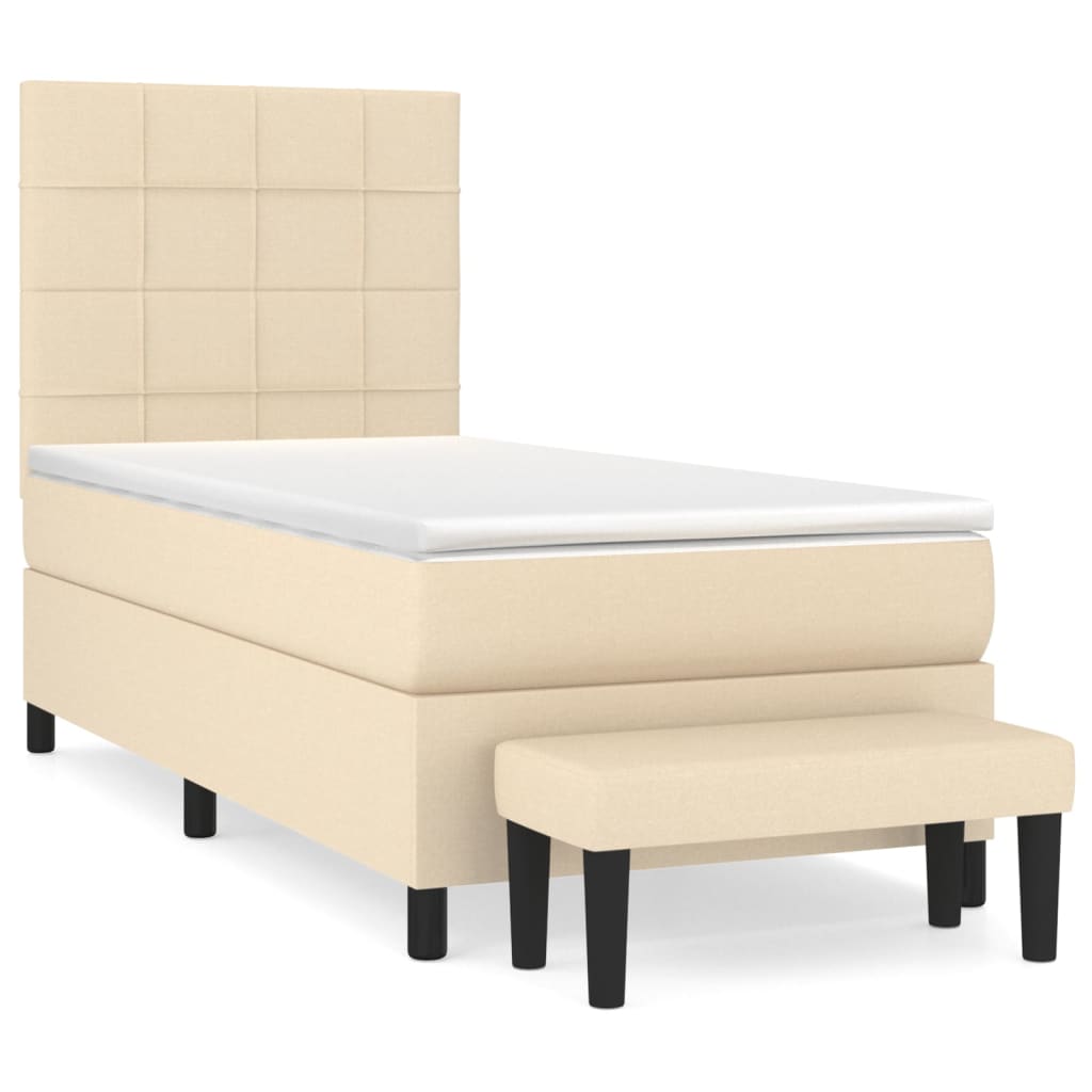 Boxspring met matras stof crèmekleurig 90x190 cm