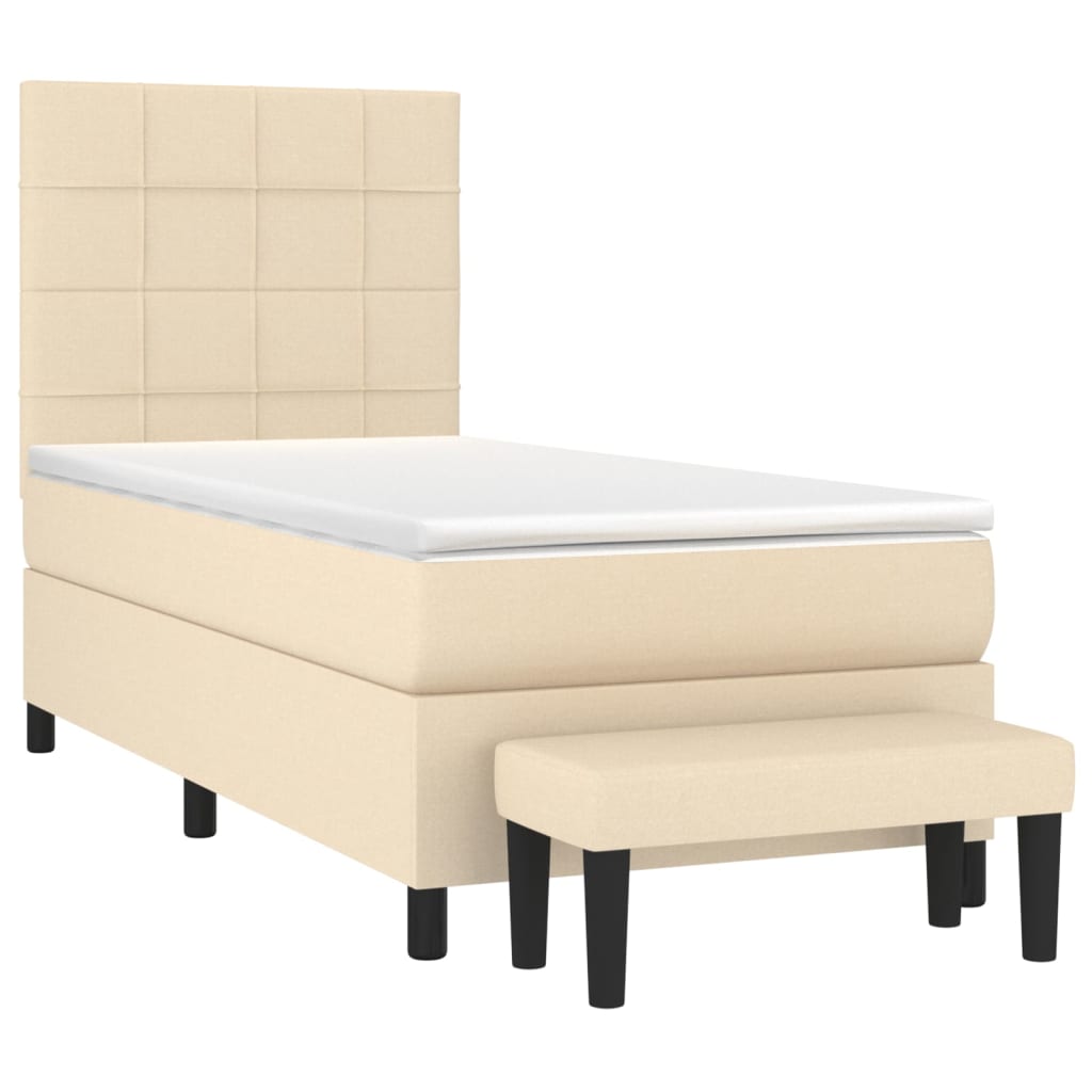 Boxspring met matras stof crèmekleurig 90x190 cm