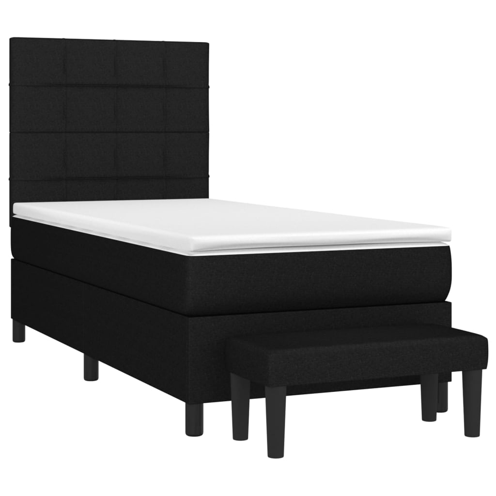 Boxspring met matras stof zwart 90x200 cm Bedden & bedframes | Creëer jouw Trendy Thuis | Gratis bezorgd & Retour | Trendy.nl