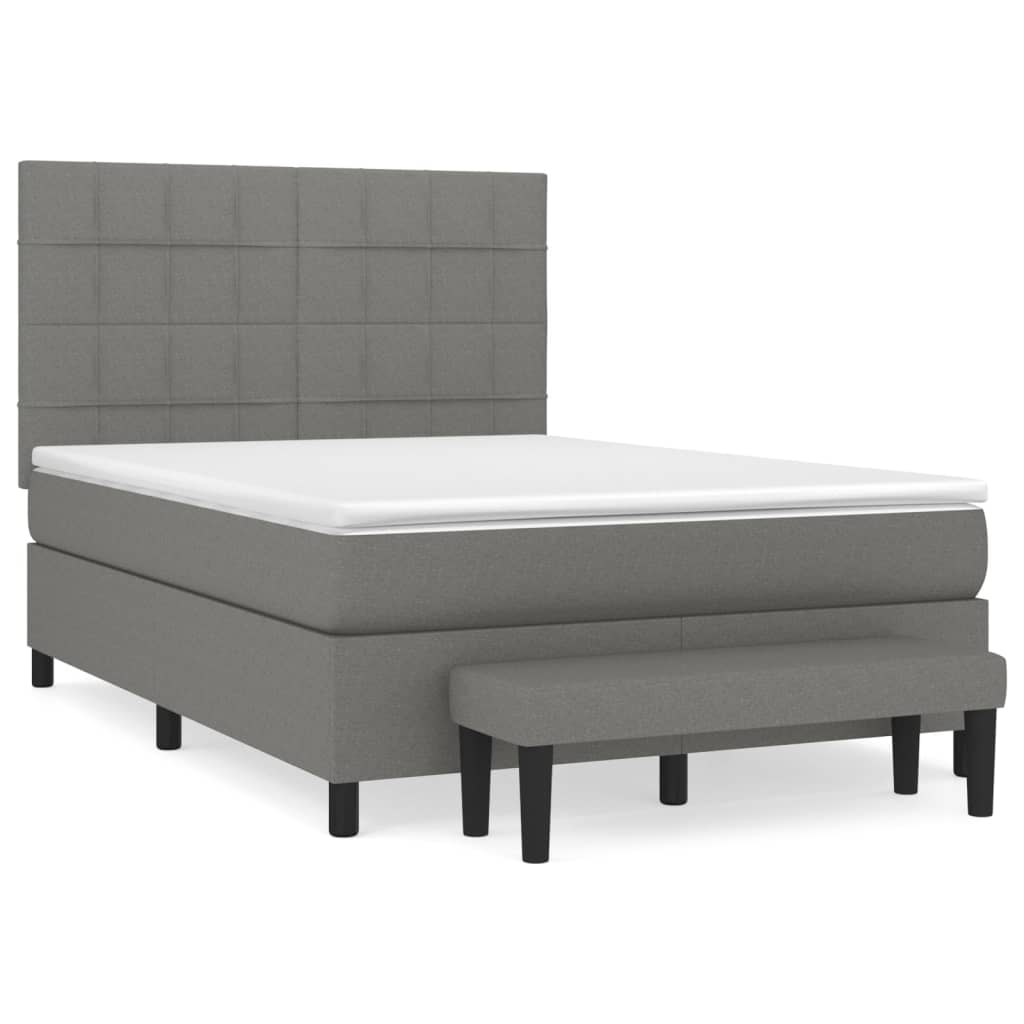 Boxspring met matras stof donkergrijs 140x190 cm Bedden & bedframes | Creëer jouw Trendy Thuis | Gratis bezorgd & Retour | Trendy.nl