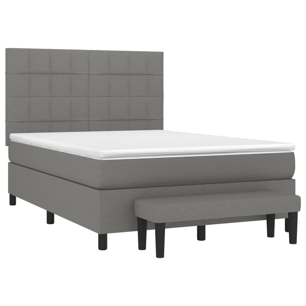 Boxspring met matras stof donkergrijs 140x190 cm Bedden & bedframes | Creëer jouw Trendy Thuis | Gratis bezorgd & Retour | Trendy.nl