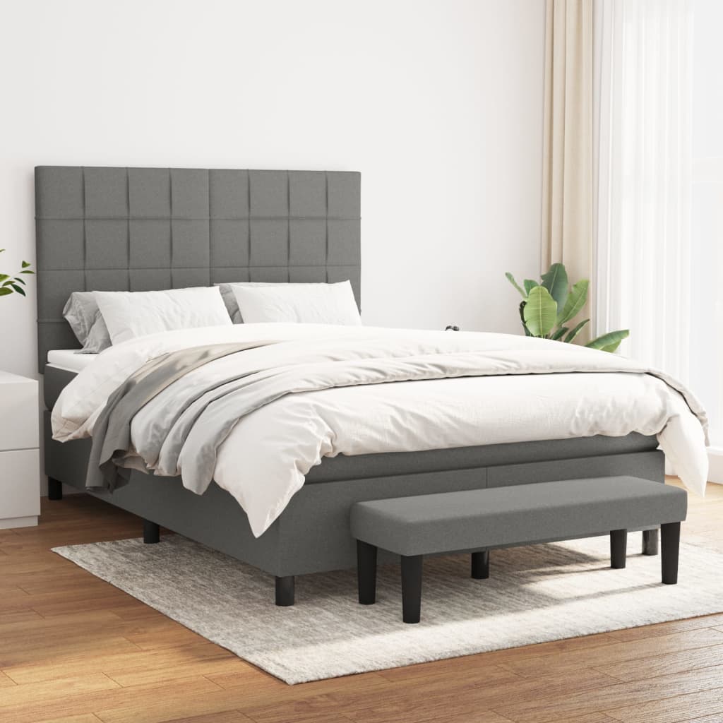 Boxspring met matras stof donkergrijs 140x190 cm Bedden & bedframes | Creëer jouw Trendy Thuis | Gratis bezorgd & Retour | Trendy.nl