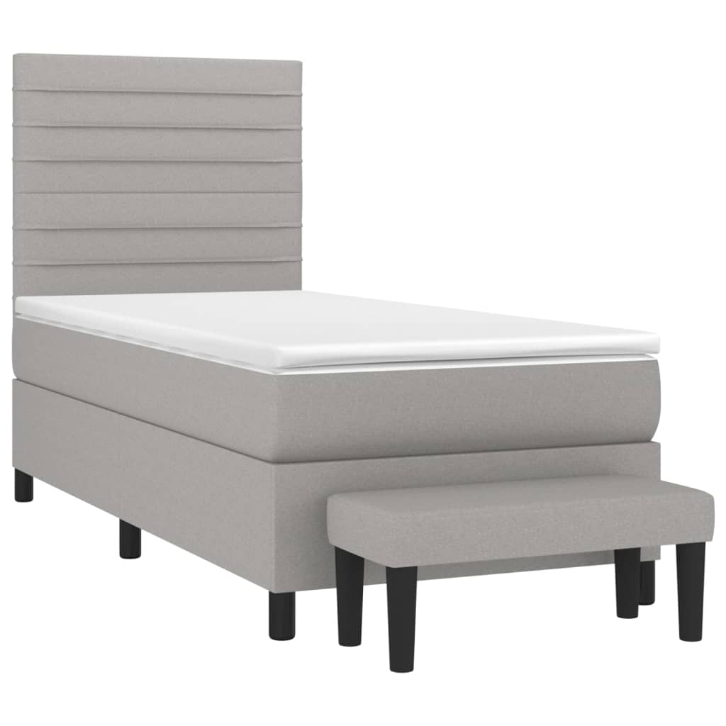 Boxspring met matras stof lichtgrijs 90x200 cm Bedden & bedframes | Creëer jouw Trendy Thuis | Gratis bezorgd & Retour | Trendy.nl