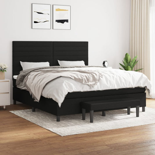 Boxspring met matras stof zwart 180x200 cm Bedden & bedframes | Creëer jouw Trendy Thuis | Gratis bezorgd & Retour | Trendy.nl