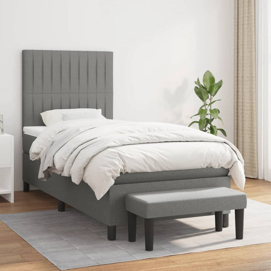 Boxspring met matras stof donkergrijs 80x200 cm Bedden & bedframes | Creëer jouw Trendy Thuis | Gratis bezorgd & Retour | Trendy.nl