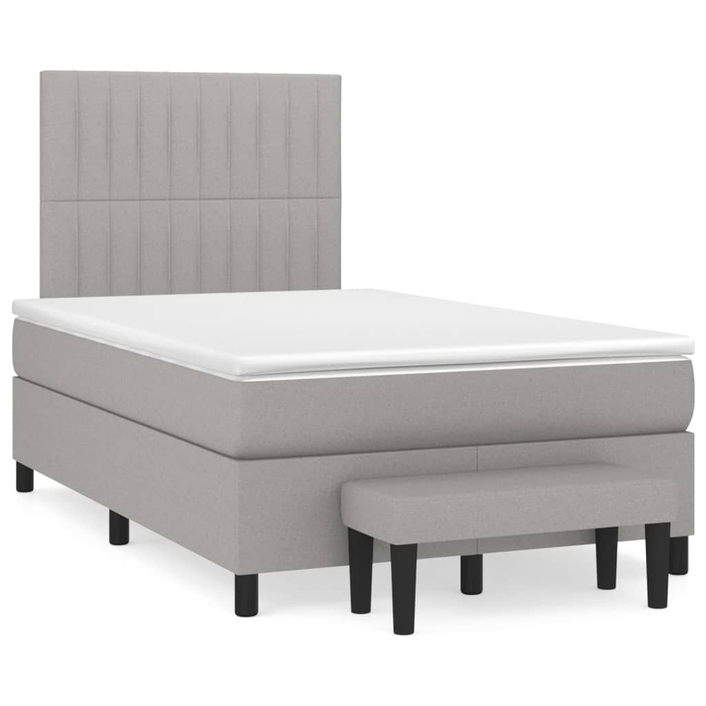 Boxspring met matras stof lichtgrijs 120x200 cm Bedden & bedframes | Creëer jouw Trendy Thuis | Gratis bezorgd & Retour | Trendy.nl