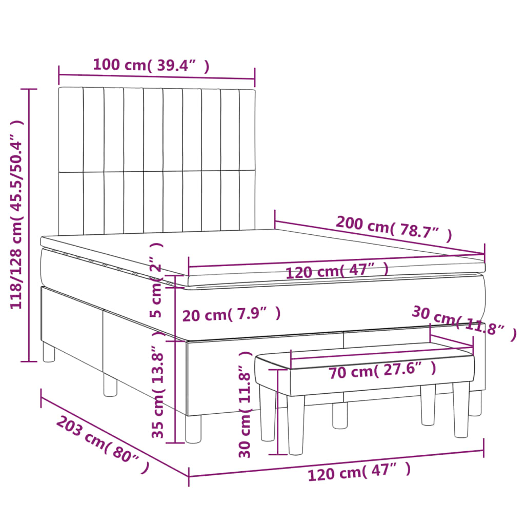 Boxspring met matras stof lichtgrijs 120x200 cm Bedden & bedframes | Creëer jouw Trendy Thuis | Gratis bezorgd & Retour | Trendy.nl