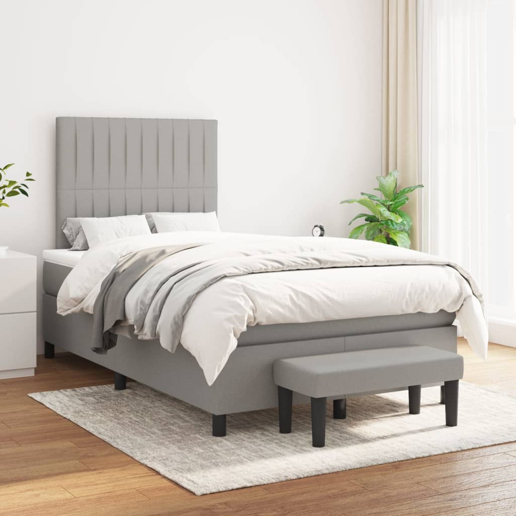 Boxspring met matras stof lichtgrijs 120x200 cm Bedden & bedframes | Creëer jouw Trendy Thuis | Gratis bezorgd & Retour | Trendy.nl