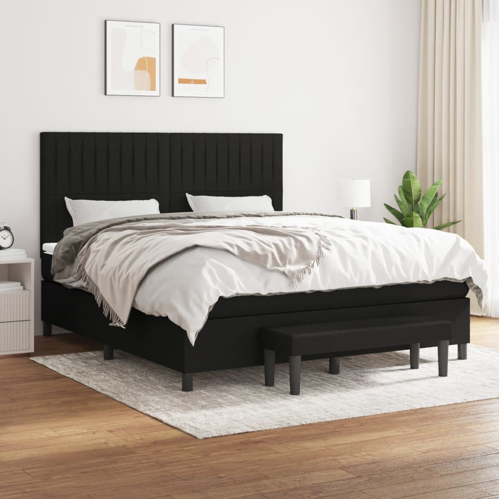 Boxspring met matras stof zwart 180x200 cm Bedden & bedframes | Creëer jouw Trendy Thuis | Gratis bezorgd & Retour | Trendy.nl