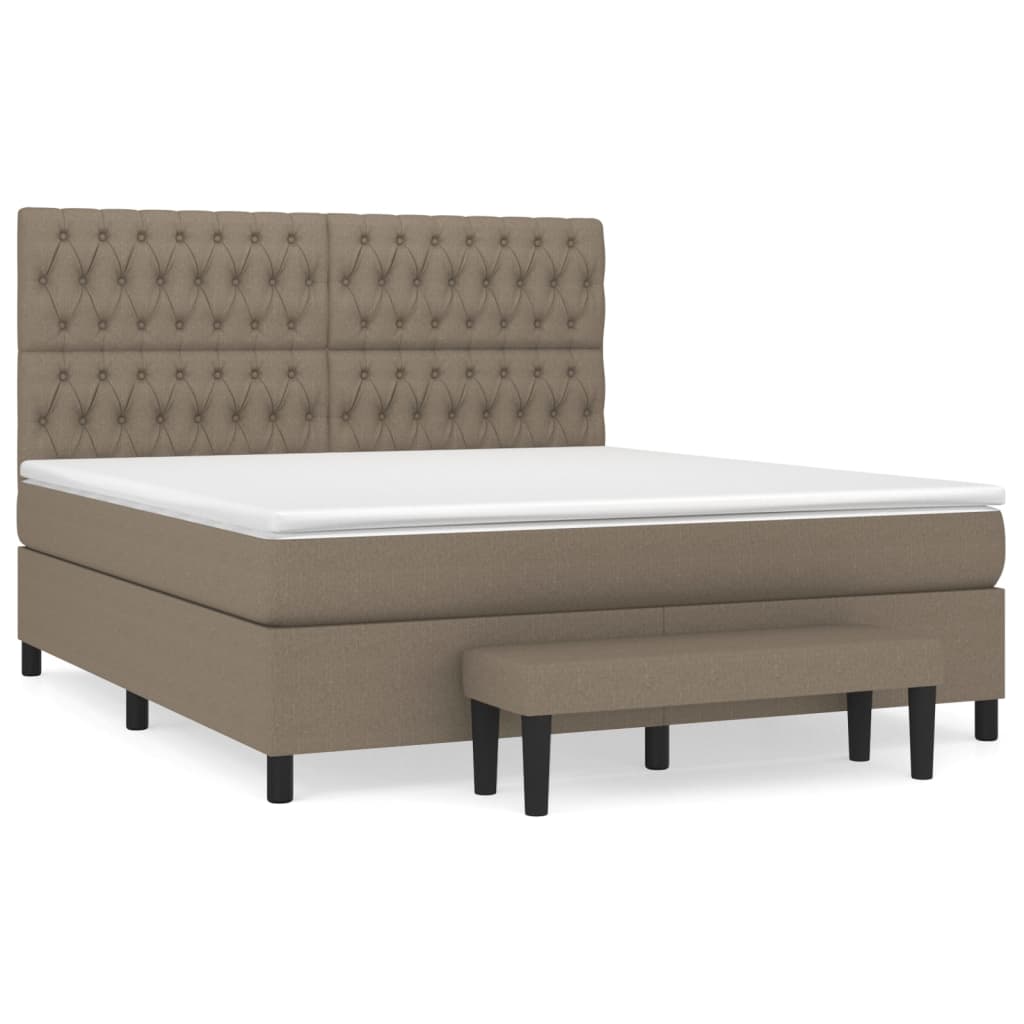 Boxspring met matras stof taupe 180x200 cm Bedden & bedframes | Creëer jouw Trendy Thuis | Gratis bezorgd & Retour | Trendy.nl