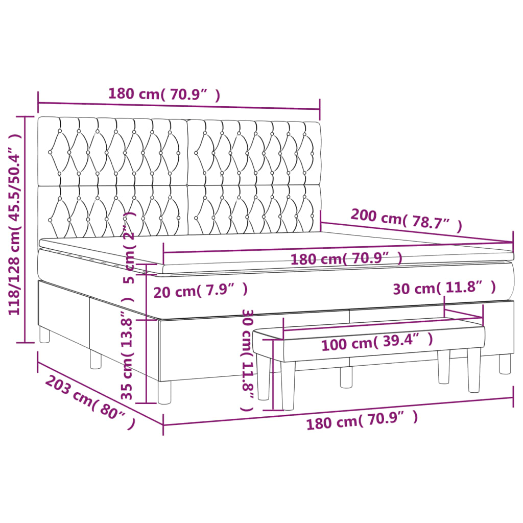 Boxspring met matras stof taupe 180x200 cm Bedden & bedframes | Creëer jouw Trendy Thuis | Gratis bezorgd & Retour | Trendy.nl