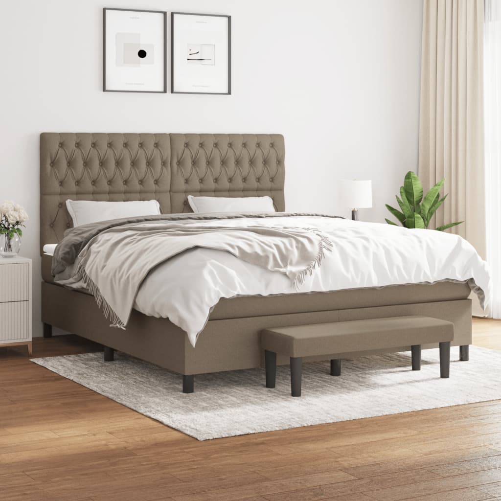 Boxspring met matras stof taupe 180x200 cm Bedden & bedframes | Creëer jouw Trendy Thuis | Gratis bezorgd & Retour | Trendy.nl