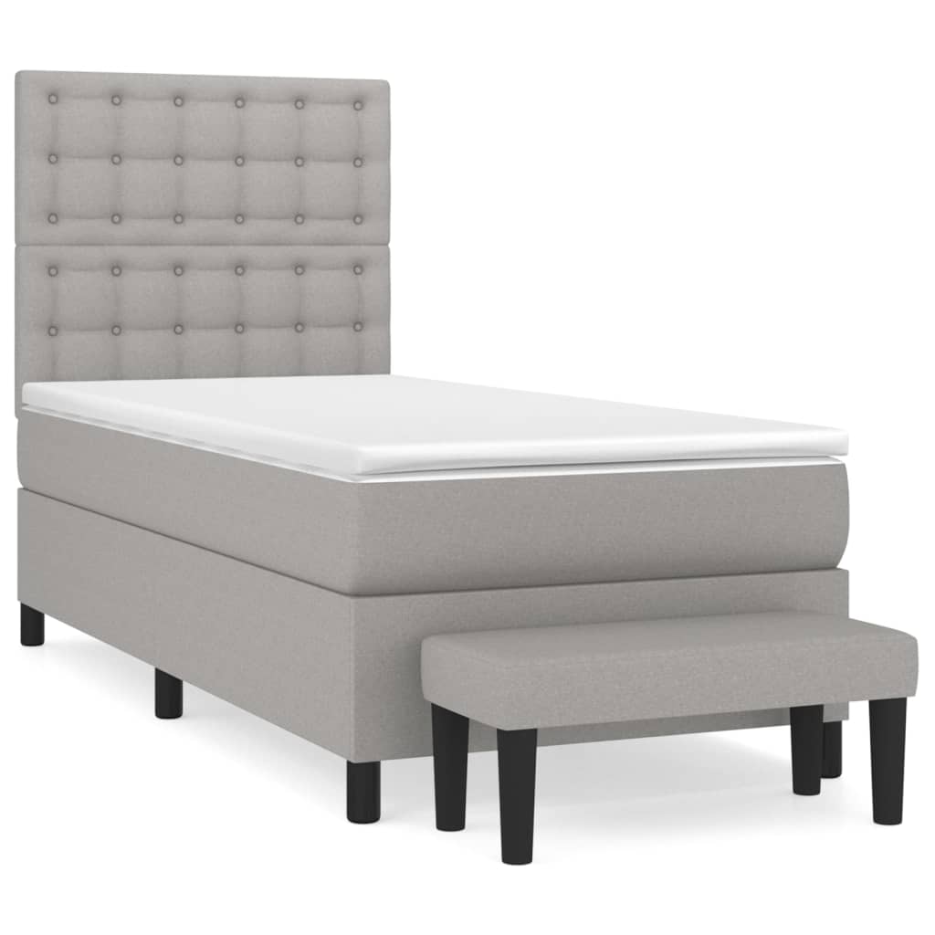 Boxspring met matras stof lichtgrijs 90x200 cm Bedden & bedframes | Creëer jouw Trendy Thuis | Gratis bezorgd & Retour | Trendy.nl