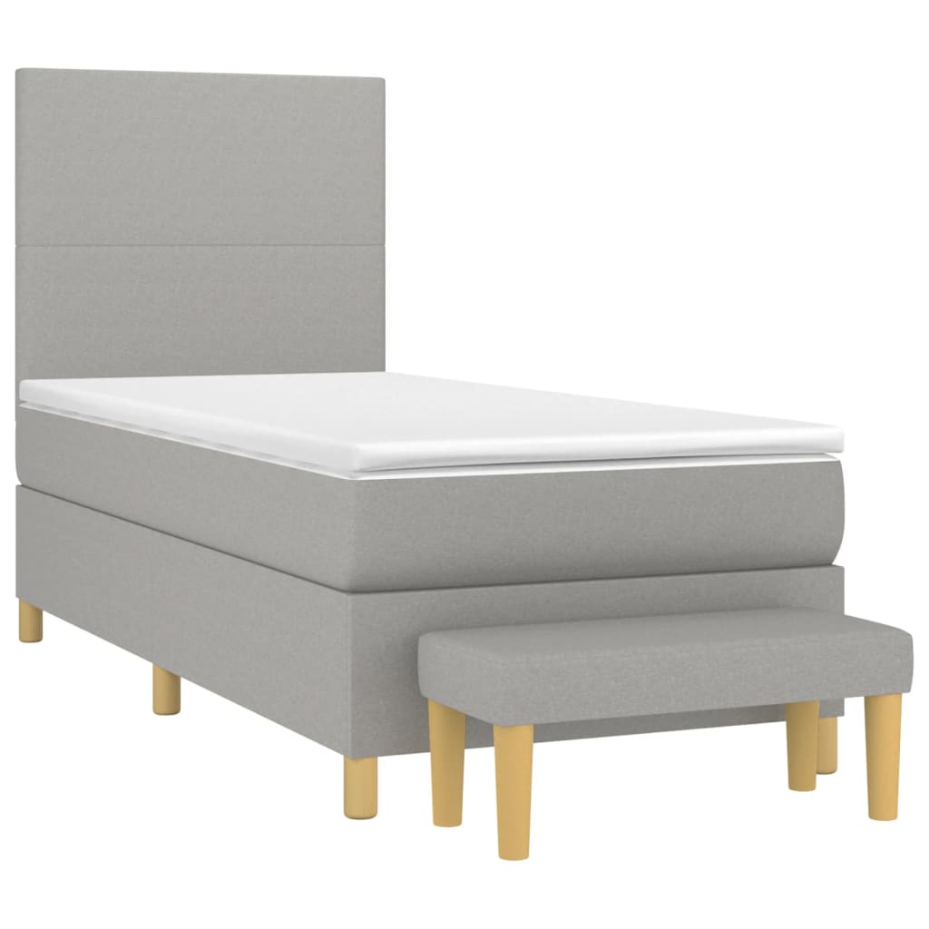 Boxspring met matras stof lichtgrijs 90x190 cm Bedden & bedframes | Creëer jouw Trendy Thuis | Gratis bezorgd & Retour | Trendy.nl