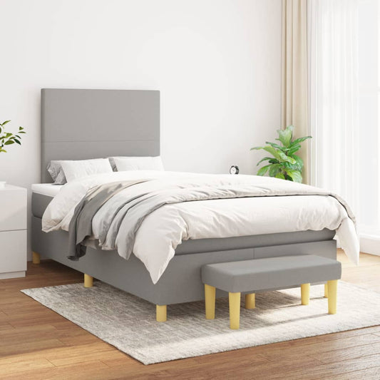 Boxspring met matras stof lichtgrijs 120x200 cm Bedden & bedframes | Creëer jouw Trendy Thuis | Gratis bezorgd & Retour | Trendy.nl