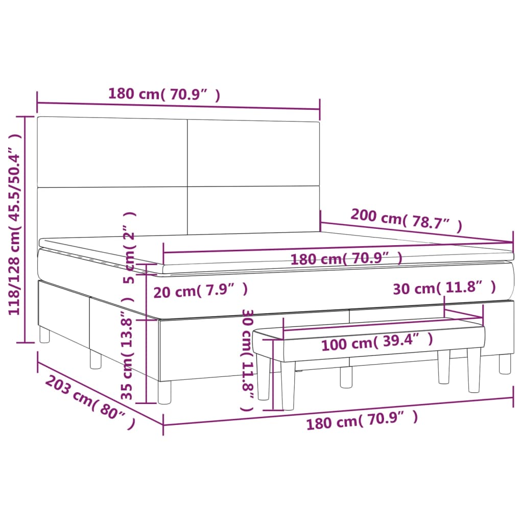 Boxspring met matras stof blauw 180x200 cm Bedden & bedframes | Creëer jouw Trendy Thuis | Gratis bezorgd & Retour | Trendy.nl